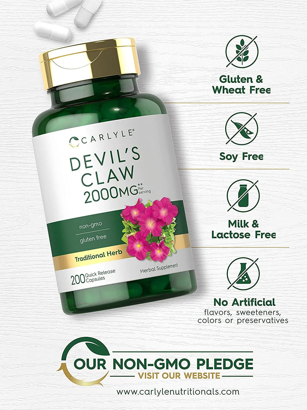 Devils Claw 2000mg 200 Capsules Concentrated Root Extract E6258