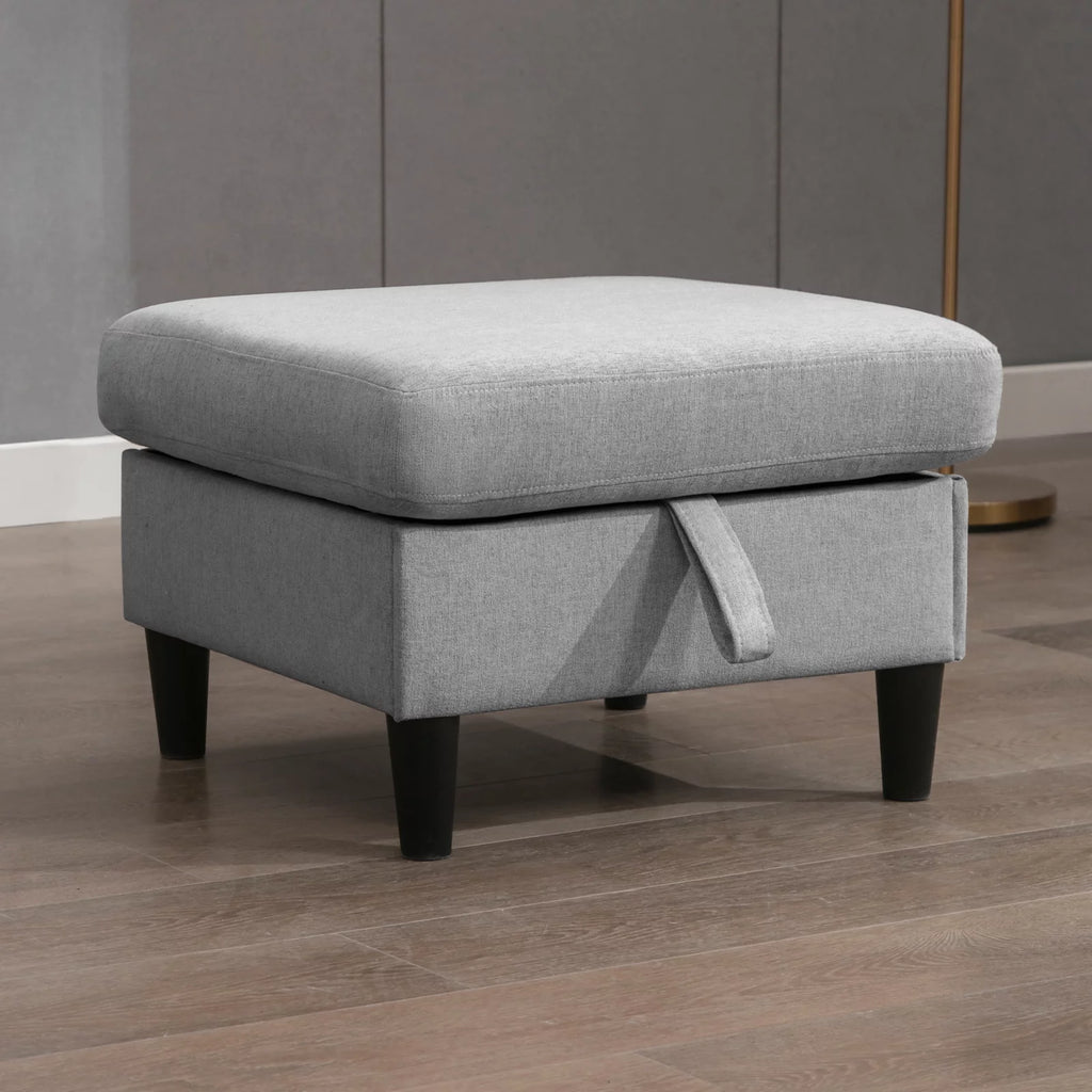 Modern Dark Grey Sectional Sofa with Storage Ottoman Y697