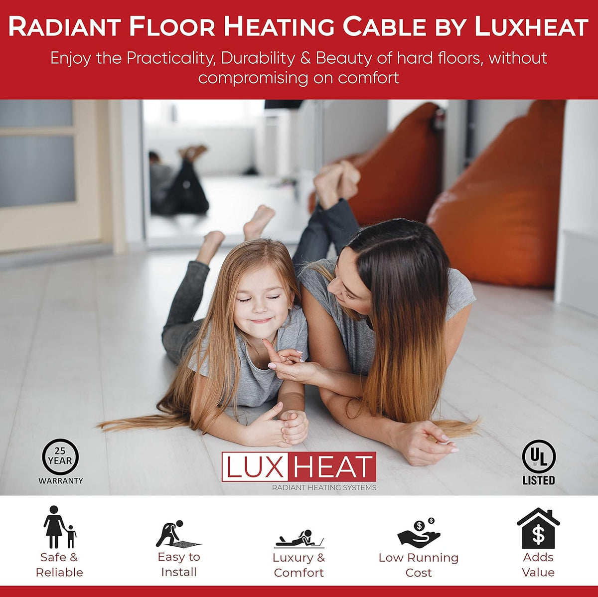 Electric Radiant Floor Heating Cable Set with Programmable Thermostat O17075