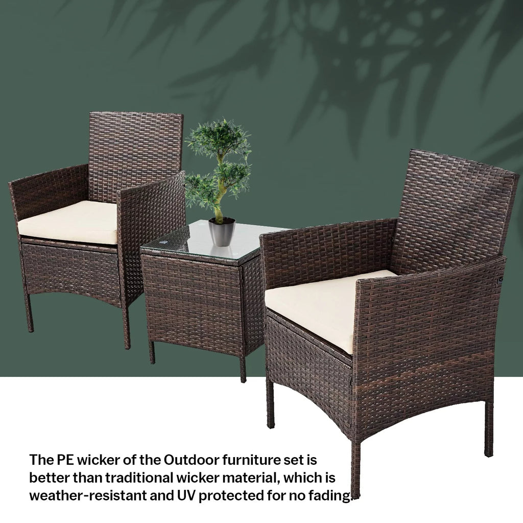 3 Piece Rattan Bistro Patio Furniture Set I343475
