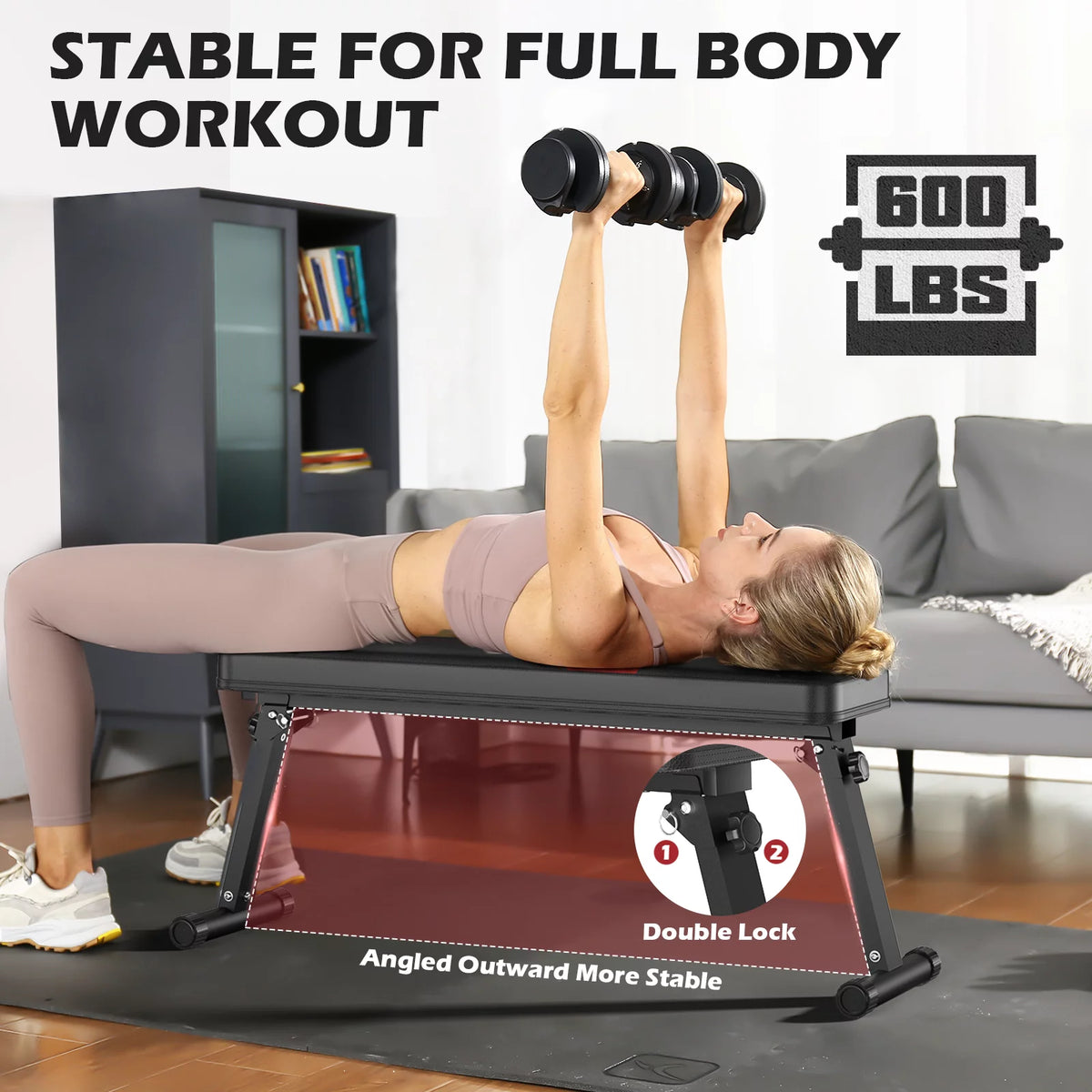 600LBS Folding Flat Weight Bench R326687