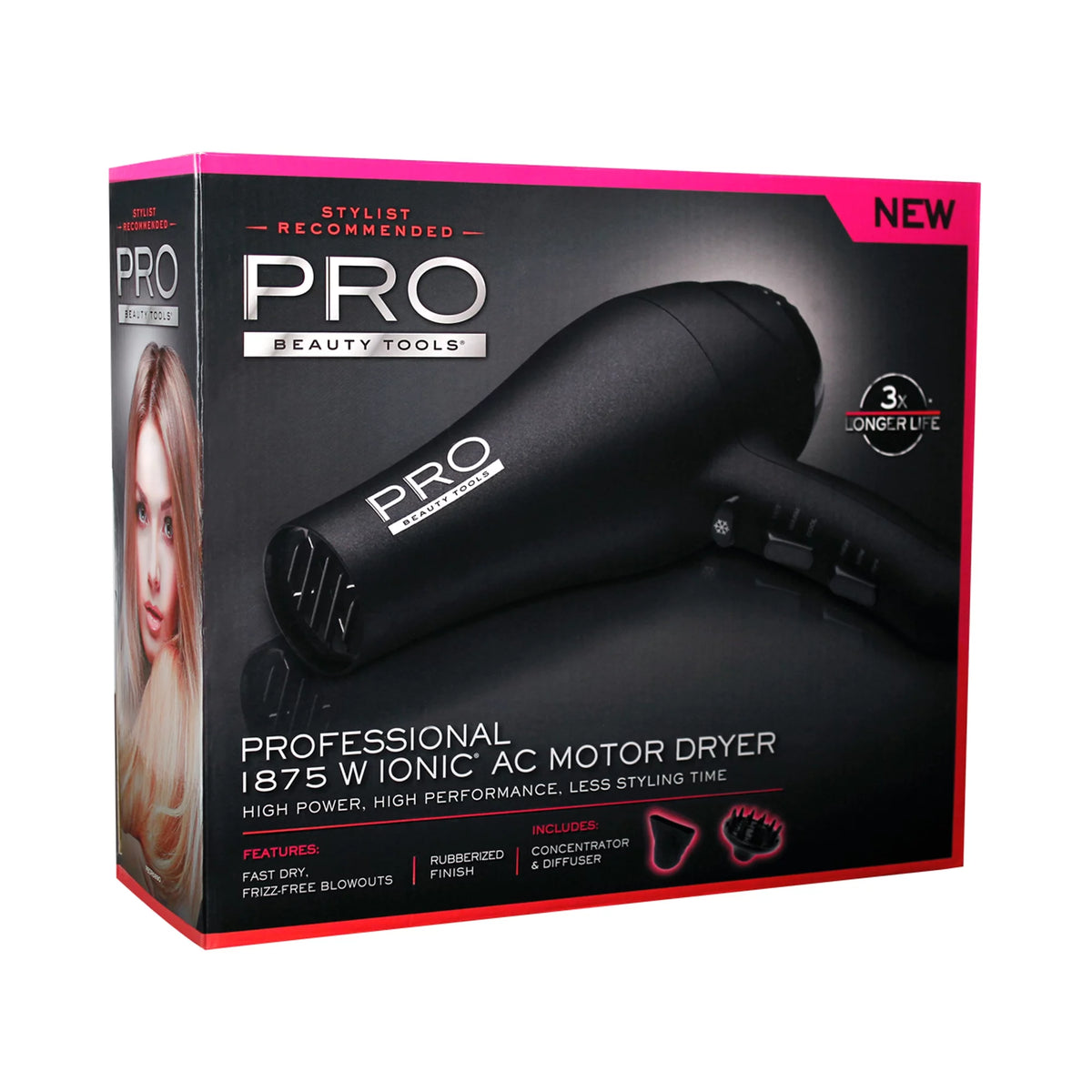 Black 1875 Watts Ionic Hair Dryer Y245
